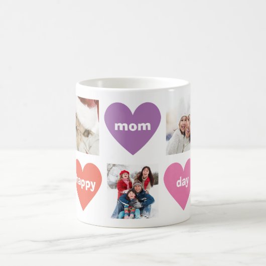 Benutzerdefinierter Tag der Mama mit mehrfarbigem  Kaffeetasse (Mittel)