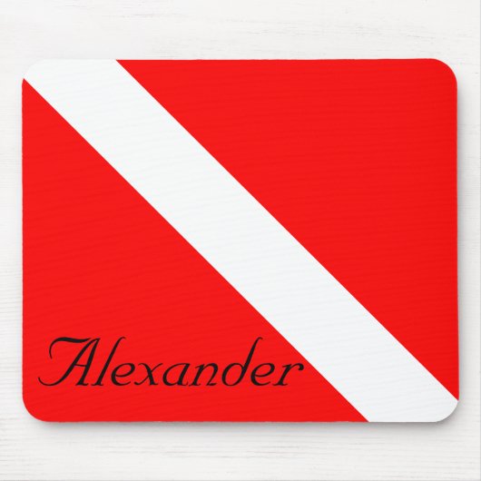 Benutzerdefinierter Tauchgang SCUBA Flag Red and W Mousepad (Vorne)
