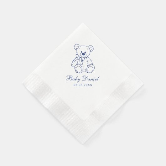 Benutzerdefinierter Teddybär Baby Shower Serviette (Ecke)