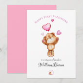 Benutzerdefinierter Teddybär "Froher erster Valent Feiertagskarte (Vorne/Hinten)