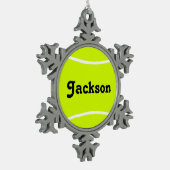 Benutzerdefinierter Tennisspieler oder Teamname/Te Schneeflocken Zinn-Ornament (Links)