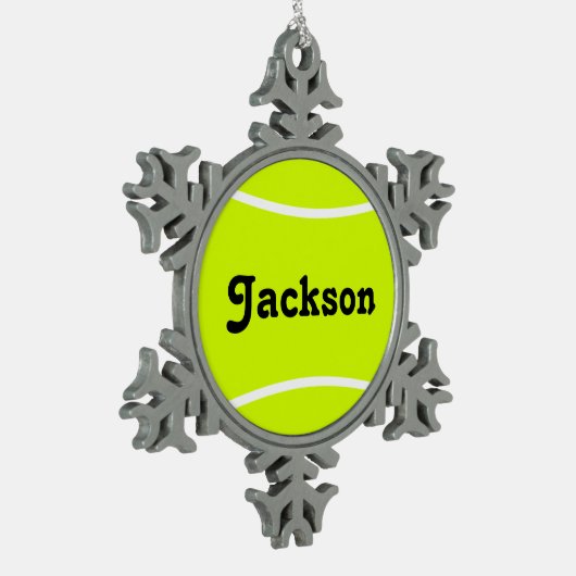 Benutzerdefinierter Tennisspieler oder Teamname/Te Schneeflocken Zinn-Ornament (Links)