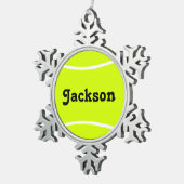 Benutzerdefinierter Tennisspieler oder Teamname/Te Schneeflocken Zinn-Ornament (Rechts)