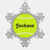 Benutzerdefinierter Tennisspieler oder Teamname/Te Schneeflocken Zinn-Ornament (Vorderseite)