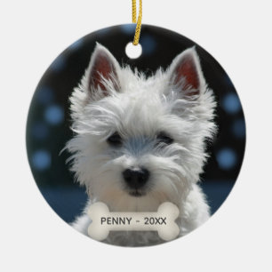 Benutzerdefinierter Terrier-Welpen-Hund-Foto Keramik Ornament
