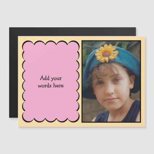 Benutzerdefinierter Text 1 Foto Pfirsichrosa Magne Magneteinladung (Vorne/Hinten)