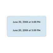 Benutzerdefinierter Text 2 Zeilen, hellblauer Hint Adressaufkleber (Vorne)