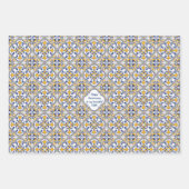 Benutzerdefinierter Text 💙 💛 3 Blaue und gelbe A Geschenkpapier Set (Vorderseite 3)