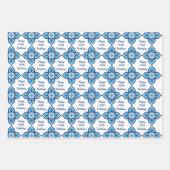 Benutzerdefinierter Text 💙 💛 3 Blaue und gelbe A Geschenkpapier Set (Vorderseite 2)