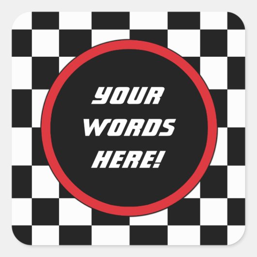 Benutzerdefinierter Text am Checkplatz Quadratischer Aufkleber (Vorderseite)