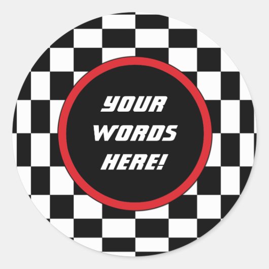 Benutzerdefinierter Text am Checkplatz Runder Aufkleber (Vorderseite)