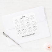 Benutzerdefinierter Text am unteren Monatskalender Quadratischer Aufkleber (Umschlag)