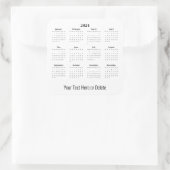 Benutzerdefinierter Text am unteren Monatskalender Quadratischer Aufkleber (Tasche)