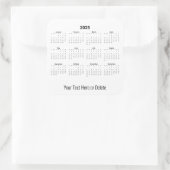 Benutzerdefinierter Text am unteren Monatskalender Quadratischer Aufkleber (Tasche)