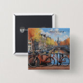 Benutzerdefinierter Text Amsterdam Button (Vorne & Hinten)