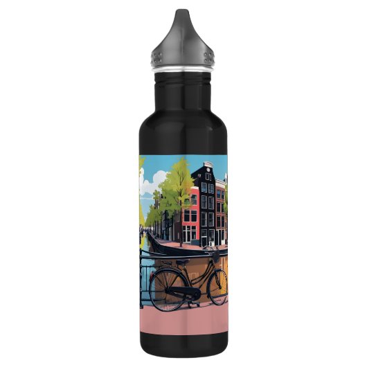 Benutzerdefinierter Text Amsterdam Edelstahlflasche (Links)
