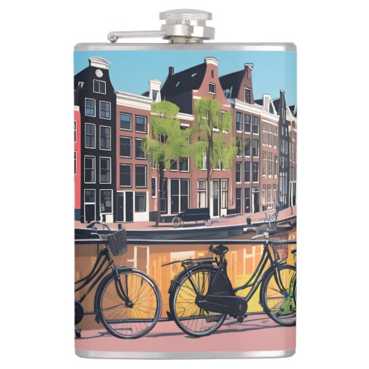 Benutzerdefinierter Text Amsterdam Flachmann (Vorderseite)