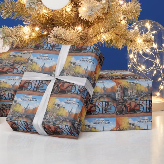 Benutzerdefinierter Text Amsterdam Geschenkpapier (Feiertage)