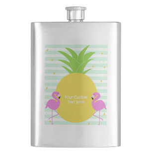 Benutzerdefinierter Text Ananas-Flamingos Flachmann