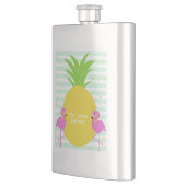 Benutzerdefinierter Text Ananas-Flamingos Flachmann (Links)