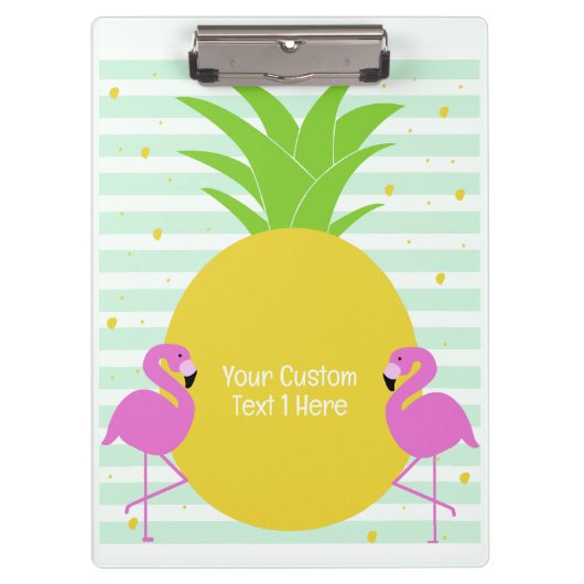 Benutzerdefinierter Text Ananas-Flamingos Klemmbrett (Vorderseite)