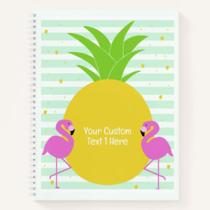 Benutzerdefinierter Text Ananas-Flamingos Notizblock