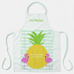 Benutzerdefinierter Text Ananas-Flamingos Schürze