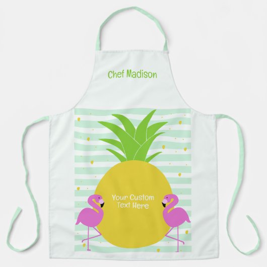 Benutzerdefinierter Text Ananas-Flamingos Schürze (Vorderseite)