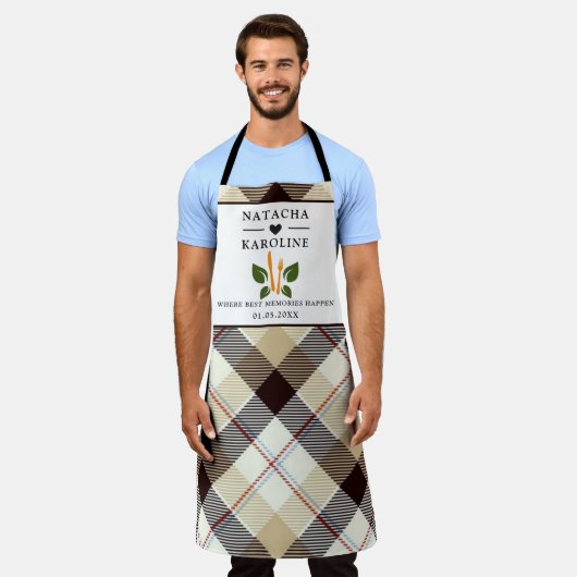 Benutzerdefinierter Text, Aquarellküche Schürze (Getragen)