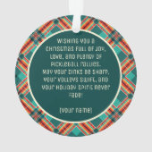 Benutzerdefinierter Text auf der Rückseite Pickleb Ornament (Rückseite)