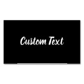 Benutzerdefinierter Text auf Schwarz mit weißem Sk Magnetische Visitenkarte (Vorderseite)