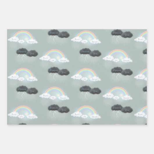 Benutzerdefinierter Text auf Wolken und Regenbogen Geschenkpapier Set (Vorderseite 3)