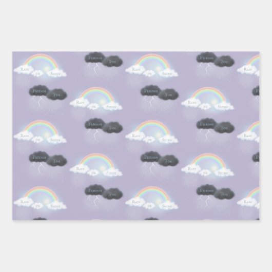 Benutzerdefinierter Text auf Wolken und Regenbogen Geschenkpapier Set (Vorderseite 2)