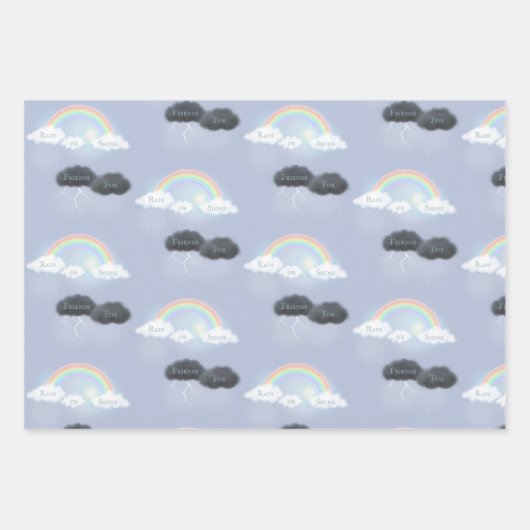 Benutzerdefinierter Text auf Wolken und Regenbogen Geschenkpapier Set (Vorderseite)