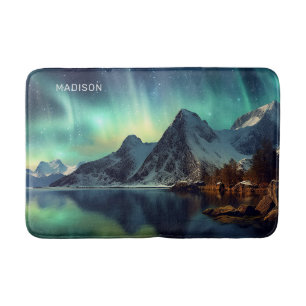 Benutzerdefinierter Text Aurora Borealis Badematte