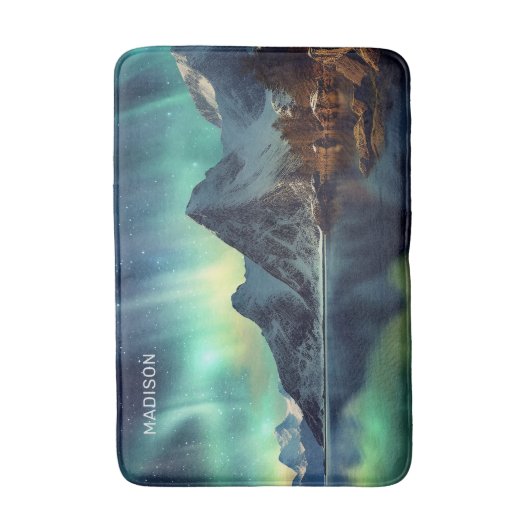 Benutzerdefinierter Text Aurora Borealis Badematte (Vorderseite Vertikal)