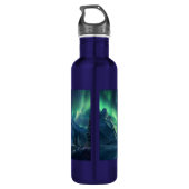 Benutzerdefinierter Text Aurora Borealis Edelstahlflasche (Rückseite)