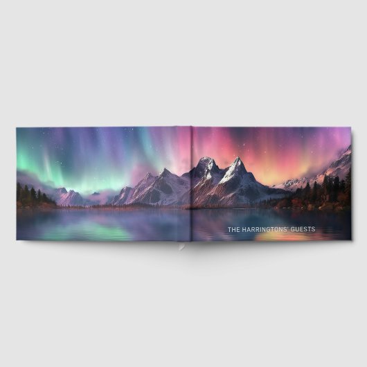 Benutzerdefinierter Text Aurora Borealis Gästebuch (Voll)