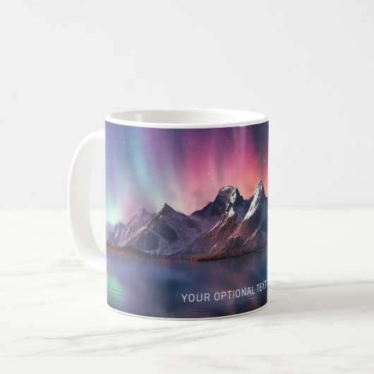 Benutzerdefinierter Text Aurora Borealis Kaffeetasse (Vorderseite Links)