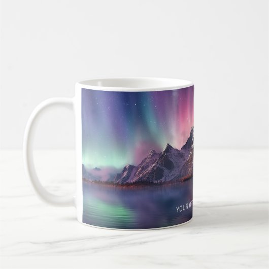 Benutzerdefinierter Text Aurora Borealis Kaffeetasse (Links)