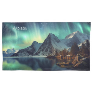 Benutzerdefinierter Text Aurora Borealis Kissenbezug