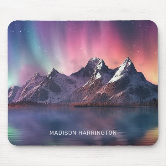 Benutzerdefinierter Text Aurora Borealis Mousepad (Vorne)