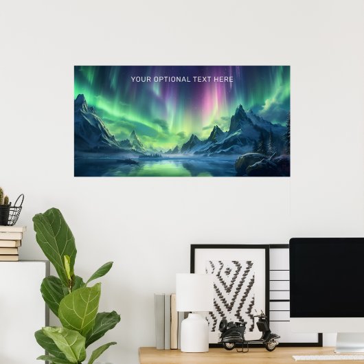 Benutzerdefinierter Text Aurora Borealis Poster (Heimbüro)