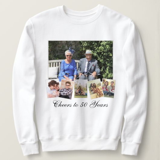 Benutzerdefinierter Text aus 6 Fotos Sweatshirt (Design vorne)