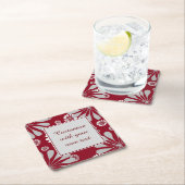 Benutzerdefinierter Text aus Burgund und Grauflora Rechteckiger Pappuntersetzer (Vor Ort)