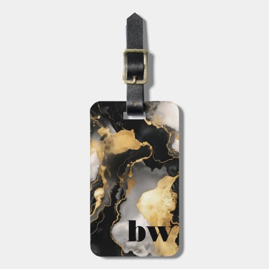 Benutzerdefinierter Text aus Schwarz und Gold Gepäckanhänger (Vorderseite vertikal)