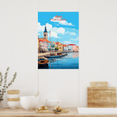 Benutzerdefinierter Text Aveiro Portugal Poster (Küche)