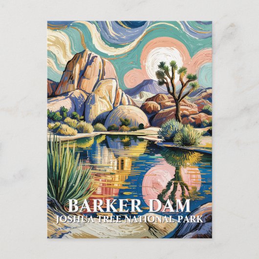 Benutzerdefinierter Text Barker Dam Joshua Tree Va Postkarte (Vorderseite)