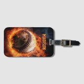 Benutzerdefinierter Text-Baseball auf Feuer Gepäckanhänger (Vorderseite (Horizontal))