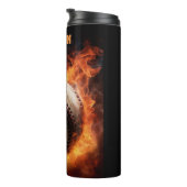 Benutzerdefinierter Text-Baseball auf Feuer Thermosbecher (Nach rechts gedreht)